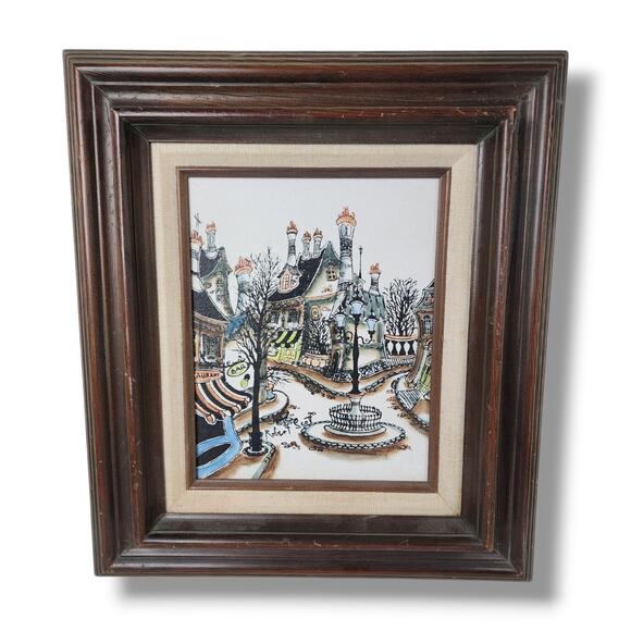 Robert Scott Original Oil Painting Paris France Parisian village Turnabout Town - Picture 1 of 11